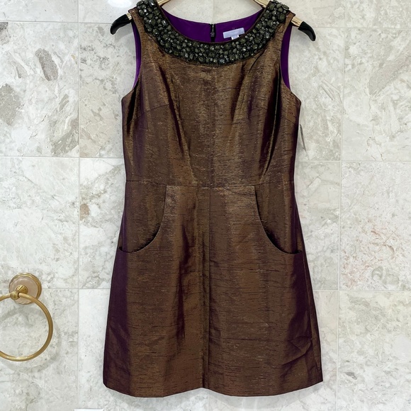 VERA WANG LAVENDER LABEL {8} Dress Metallic Crystals Beading - Picture 3 of 13